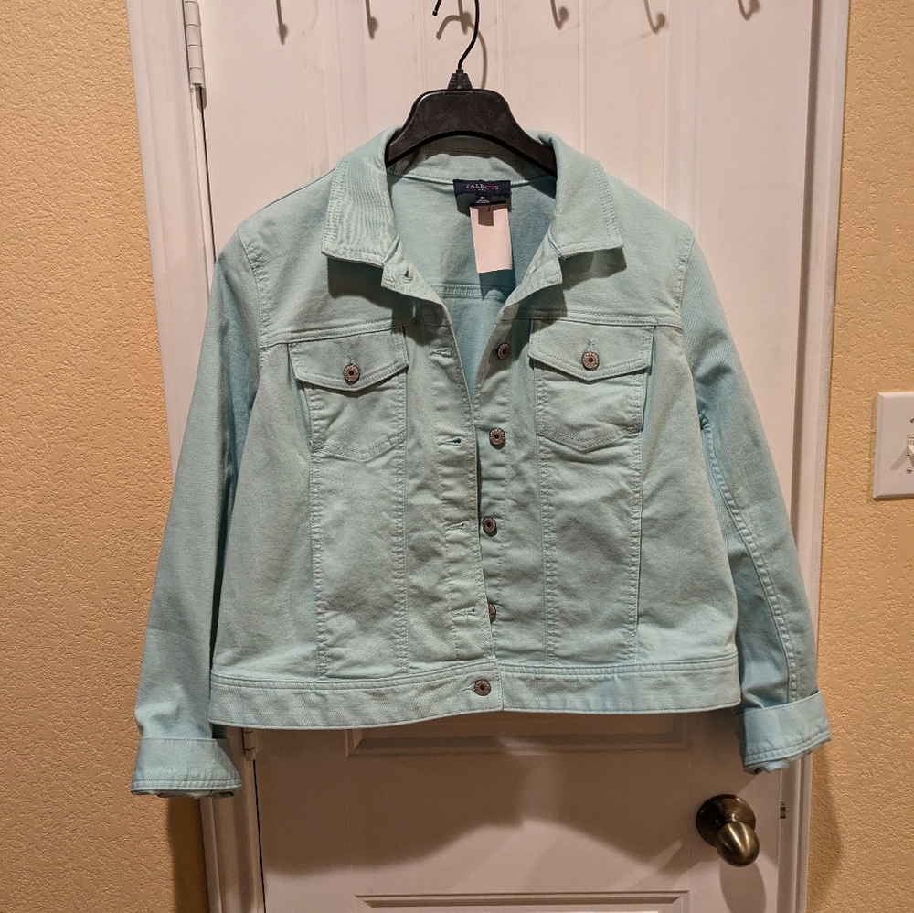 Talbots Stretch Jean Jacket   XL color Teal - Picture 7 of 16
